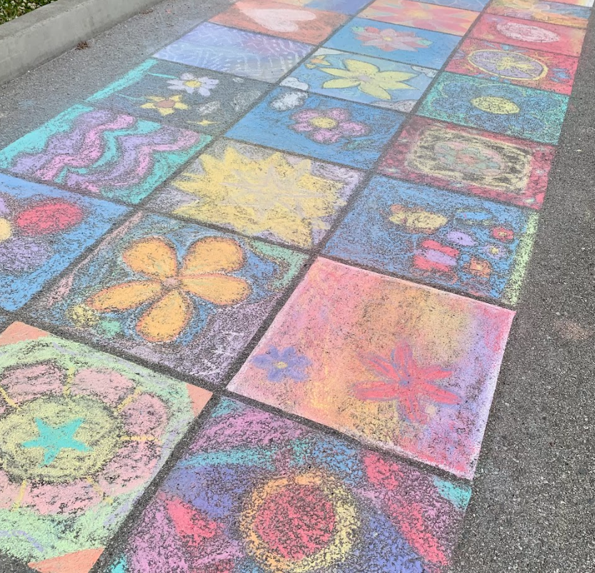 student sidewalk art
